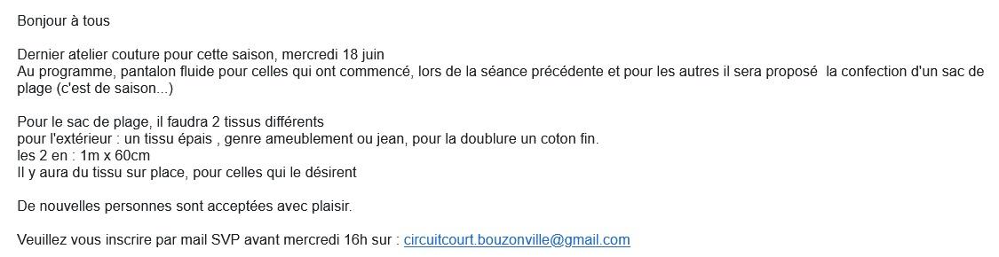18 juin atelier couture