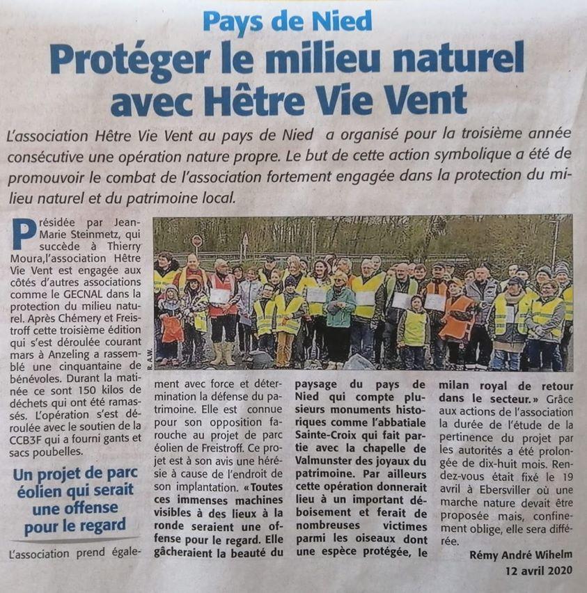 Article Ami des Foyers Chrétiens ramassage dechets