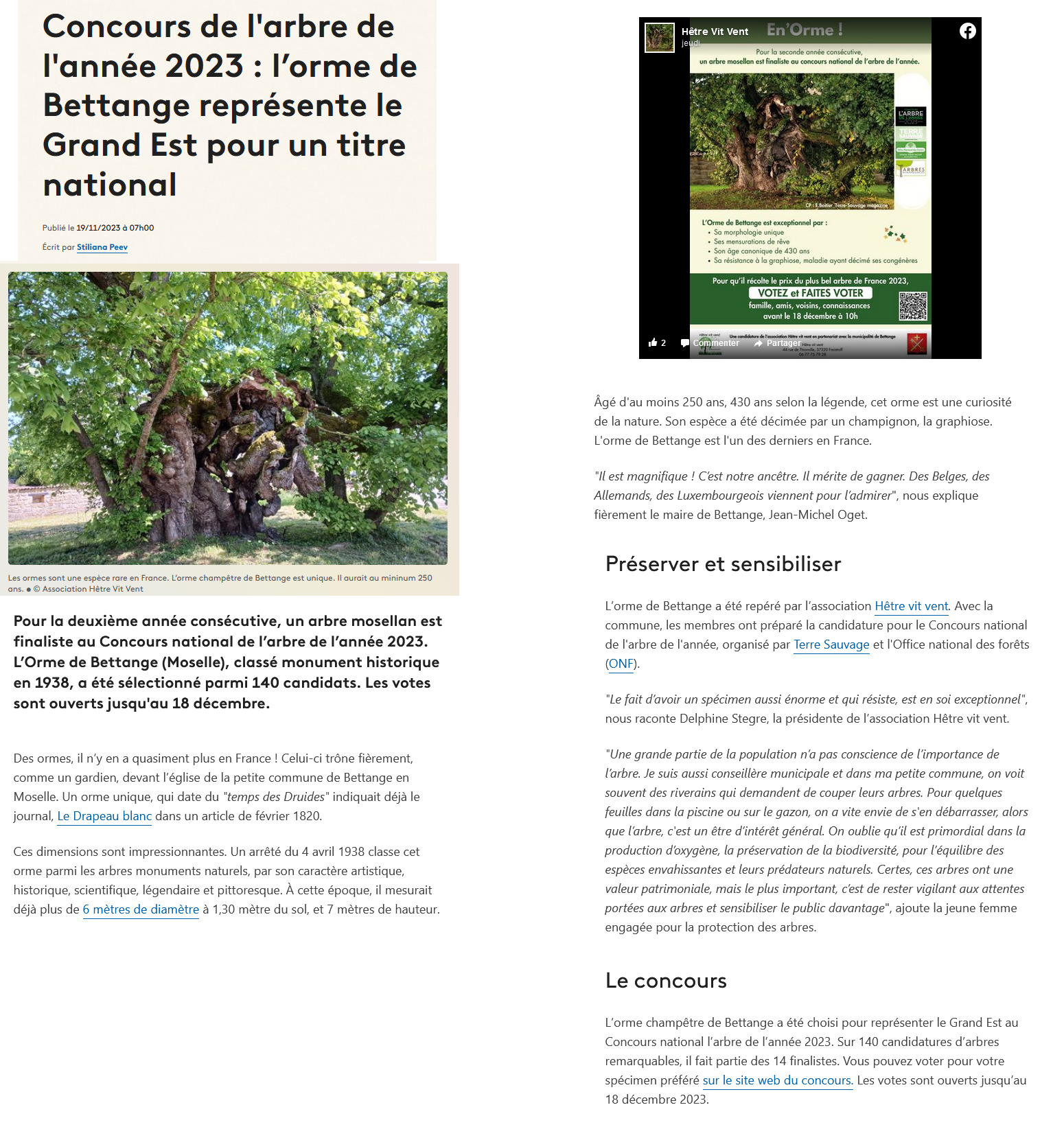 Article france 3 19 novembre 2023