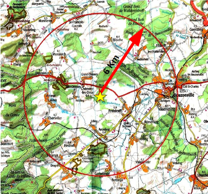 Implantation du projet rayon 6 km