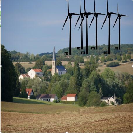 Vue depuis chemery avec eoliennes